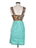 Roberta Oaks Animal Print Teal Cocktail Dress Size XS - photo 2