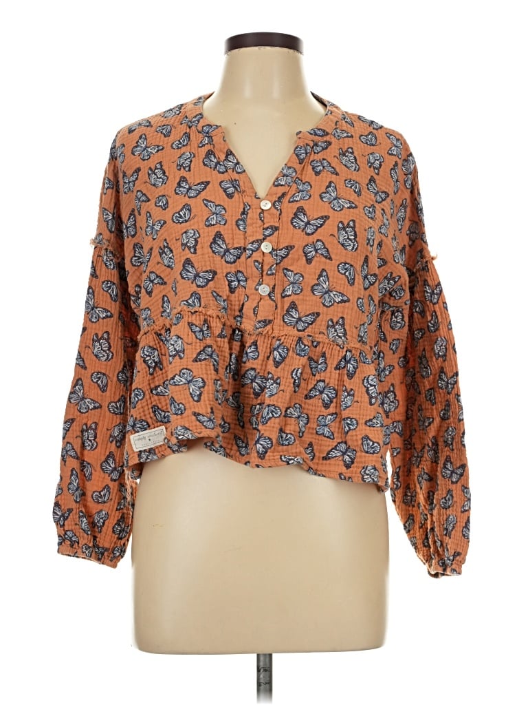 Pre-owned Simply Southern 3/4 Sleeve Blouse In Orange