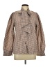 Unbranded 100% Polyester Houndstooth Brown Long Sleeve Blouse Size L - photo 1