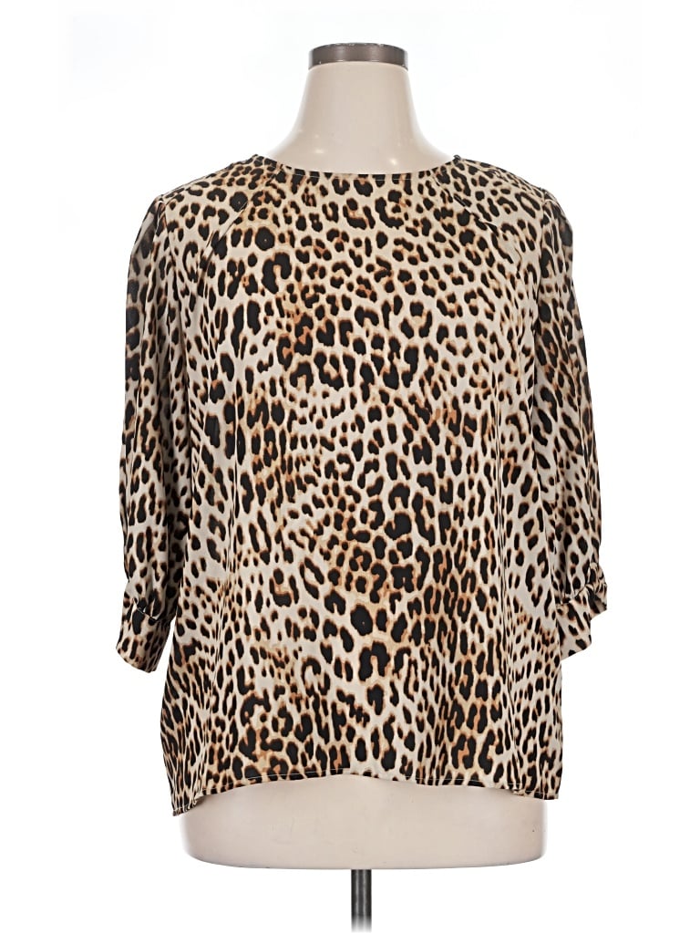 Pre-owned Worthington 3/4 Sleeve Blouse In Brown