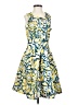 H&M 100% Polyester Print Yellow Cocktail Dress Size 6 - photo 1