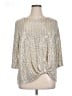 Clara Sun Woo Metallic Silver 3/4 Sleeve Top Size XL - photo 1