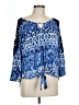New York Laundry 100% Polyester Blue 3/4 Sleeve Blouse Size L (petite) - photo 1