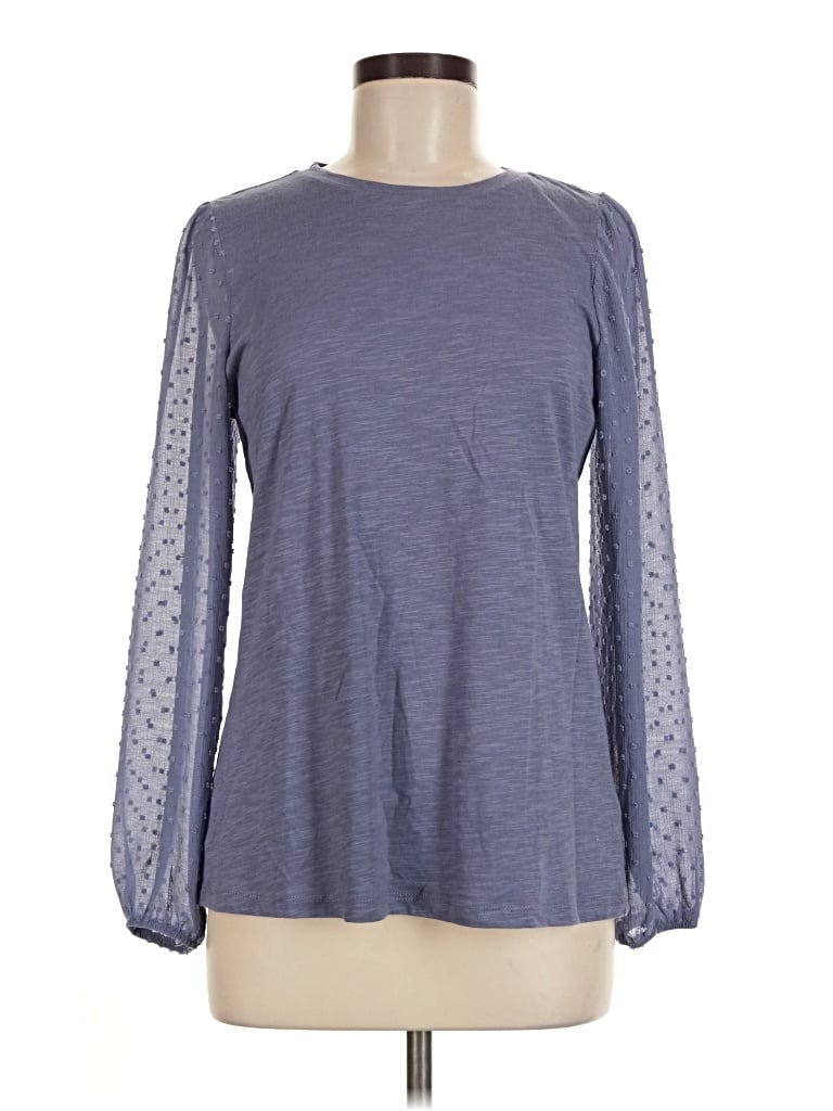 Pre-owned Maurices Long Sleeve Top Gray Crew Neck Tops