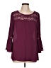 Signature 100% Polyester Burgundy 3/4 Sleeve Blouse Size L - photo 1