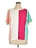 Bibi Color Block Pink Short Sleeve Blouse Size XL (estimated) - photo 1