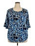 Ellen Weaver Blue Short Sleeve Blouse Size 2X - photo 1