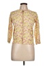 August Silk Floral Yellow 3/4 Sleeve Button-Down Shirt Size L - photo 1