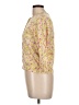 August Silk Floral Yellow 3/4 Sleeve Button-Down Shirt Size L - photo 5