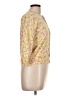 August Silk Floral Yellow 3/4 Sleeve Button-Down Shirt Size L - photo 4