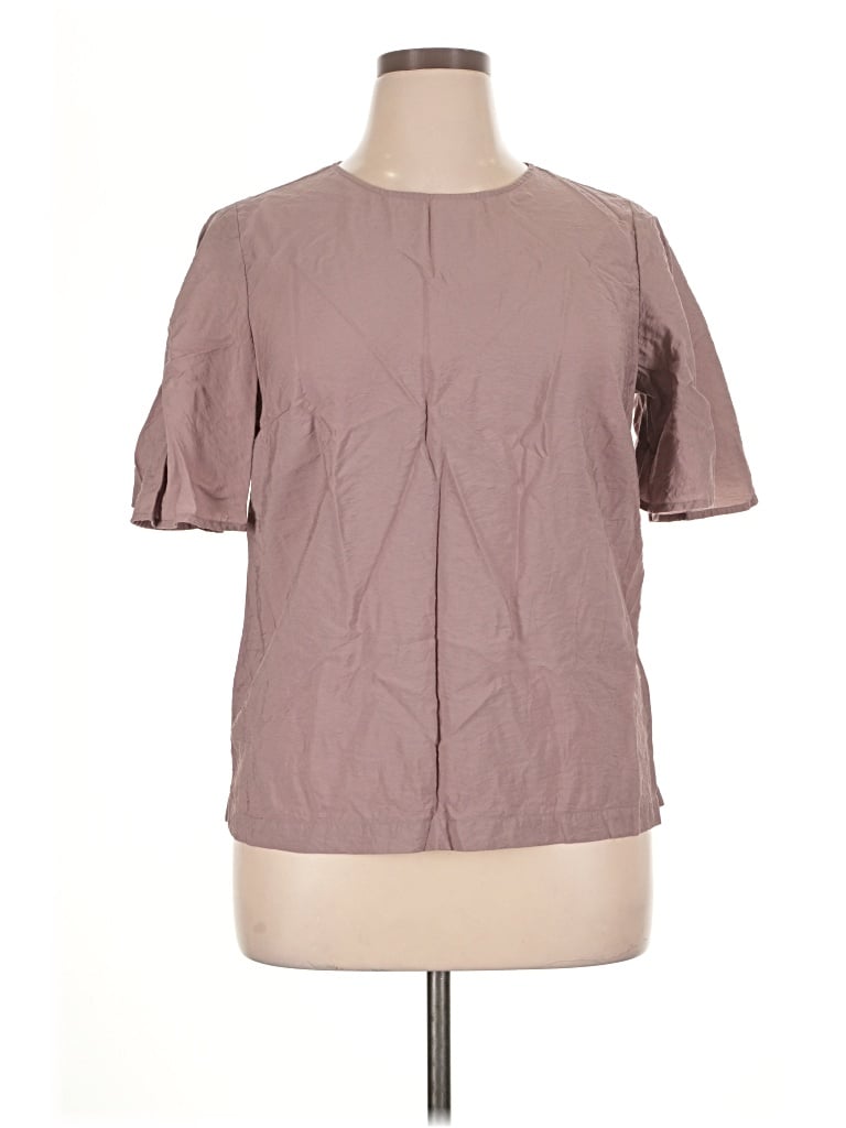 Pre-owned A New Day Short Sleeve Blouse In Brown