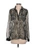Lavender Brown 100% Polyester Metallic Silver Long Sleeve Blouse Size S - photo 1