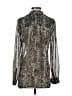 Lavender Brown 100% Polyester Metallic Silver Long Sleeve Blouse Size S - photo 2