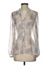 Joie 100% Silk Floral Silver Long Sleeve Silk Top Size XS - photo 1