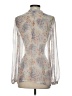 Joie 100% Silk Floral Silver Long Sleeve Silk Top Size XS - photo 2