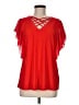 NY Collection Red Short Sleeve Blouse Size M - photo 1