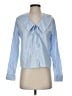 Modern Works Stripes Blue Long Sleeve Blouse Size XS - photo 1