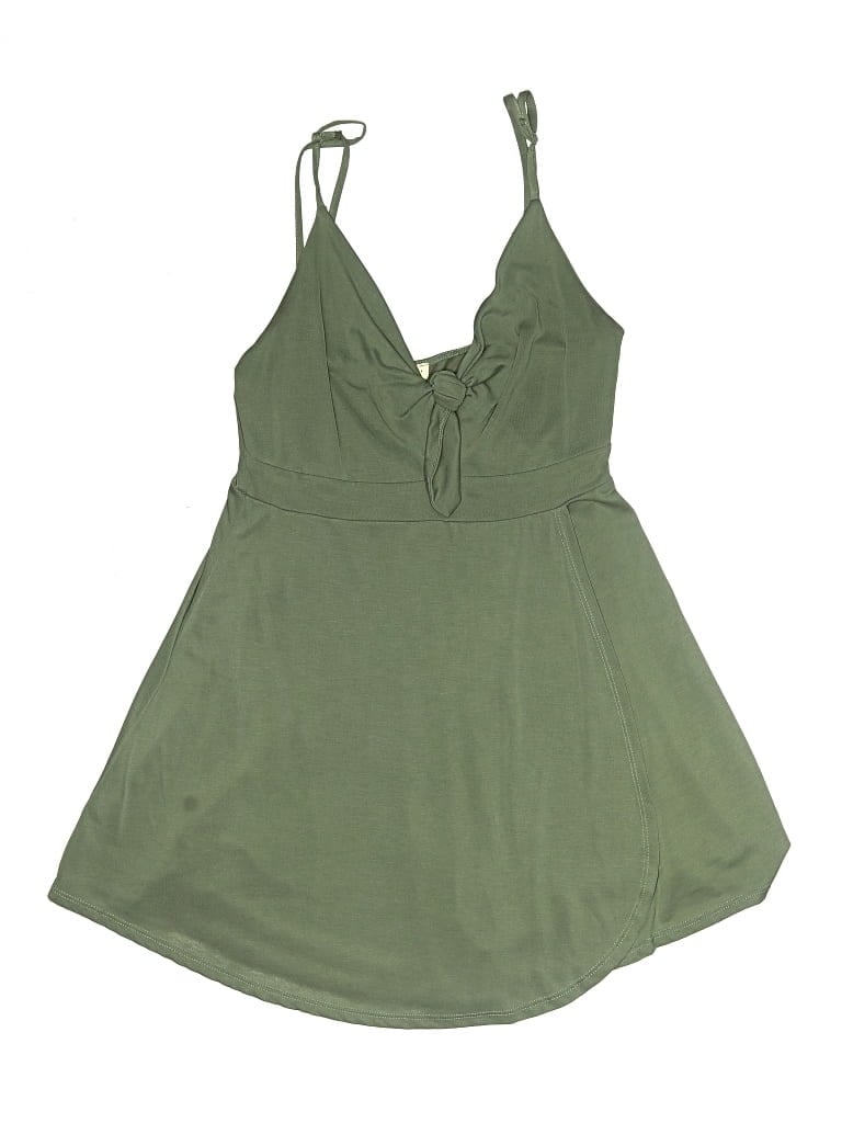 Pre-owned La Hearts Sleeveless Top Green Plunge Neckline Tops
