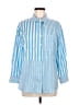 MULTIPLES Stripes Blue 3/4 Sleeve Button-Down Shirt Size M - photo 1