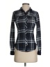 Polly & Esther 100% Polyester Plaid Black Long Sleeve Blouse Size XS - photo 1