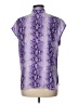 Bar III 100% Polyester Animal Print Purple Short Sleeve Blouse Size L - photo 2