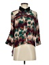 Line & Dot Color Block Green 3/4 Sleeve Button-Down Shirt Size S - photo 1