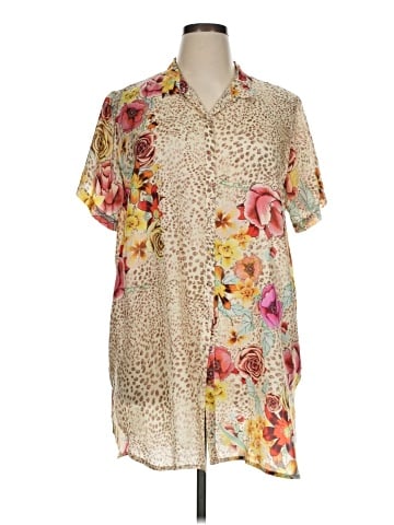 Johnny Was Short Sleeve Silk Top (view 1)
