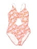 Decree Floral Orange One Piece Swimsuit Size M - photo 1