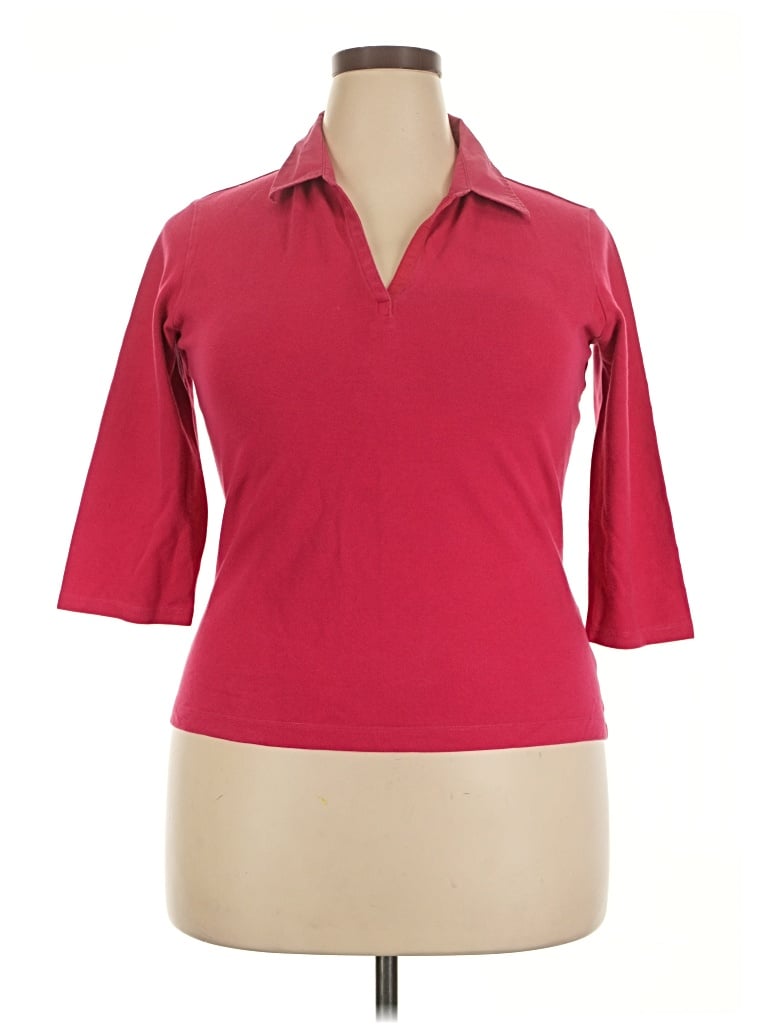 Pre-owned Covington 3/4 Sleeve Top Burgundy Open Neckline Tops