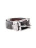 Unbranded 100% Leather Silver Black Leather Belt Size Med - Lg - photo 1