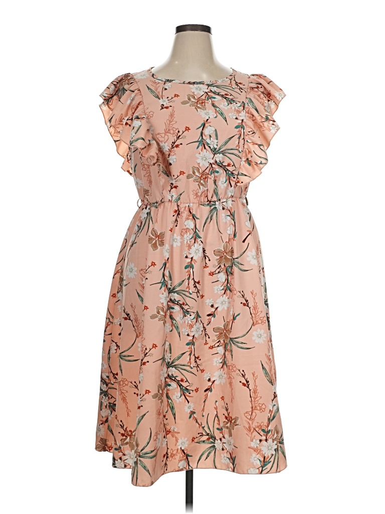 Pre-owned Shein Curve Cocktail Dress In Tan