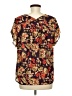 CAbi 100% Polyester Floral Brown Short Sleeve Blouse Size M - photo 2