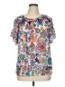 Milly 100% Polyester Blue Short Sleeve Blouse Size XL - photo 1