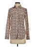 Talbots 100% Polyester Animal Print Tan Long Sleeve Blouse Size XS - photo 1