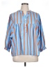 Unbranded 100% Polyester Stripes Blue 3/4 Sleeve Blouse Size XL - photo 1