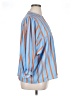 Unbranded 100% Polyester Stripes Blue 3/4 Sleeve Blouse Size XL - photo 4