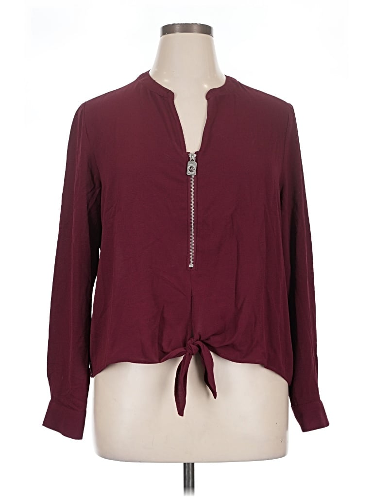 Pre-owned Michael Michael Kors Long Sleeve Blouse In Burgundy