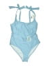 Aimage Solid Blue One Piece Swimsuit Size L - photo 1