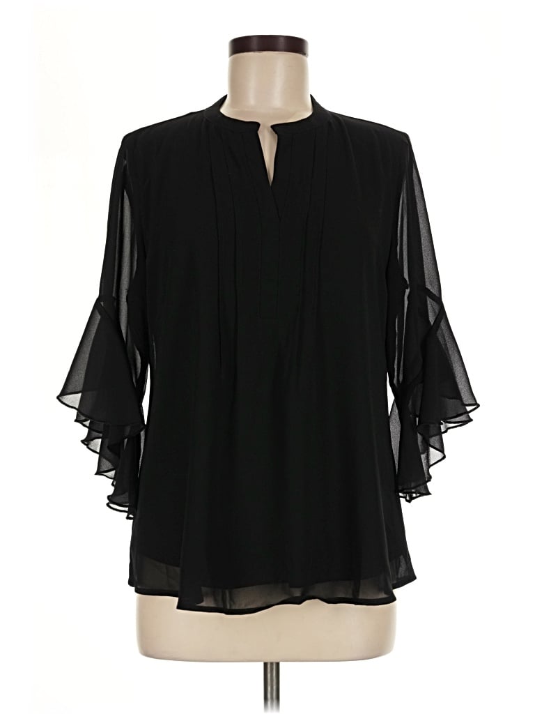 Pre-owned Timeson 3/4 Sleeve Blouse In Black