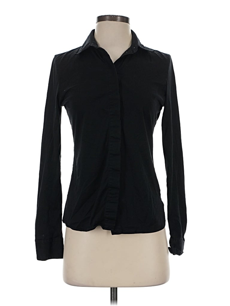 Pre-owned Theory Long Sleeve Blouse In Black