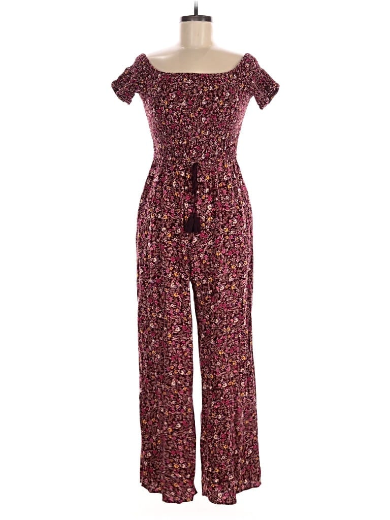 Pre-owned Xhilaration Jumpsuit In Burgundy
