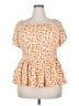 Torrid Floral Orange Short Sleeve Blouse Size 2X Plus (2) - photo 1