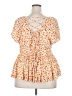 Torrid Floral Orange Short Sleeve Blouse Size 2X Plus (2) - photo 2