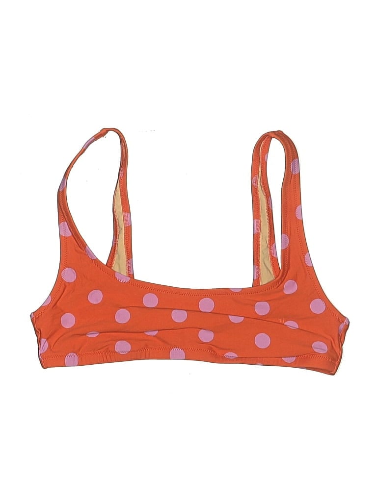 Pre-owned Jcrew Swimsuit Top Orange Polka Dots Pattern Swimwear