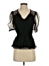 Haute Monde 100% Polyester Black Short Sleeve Blouse Size S - photo 1