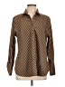 Chico's Chevron-herringbone Brown Long Sleeve Button-Down Shirt Size Lg (2) - photo 1