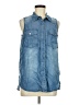 MICHAEL Michael Kors 100% Lyocell Blue Sleeveless Button-Down Shirt Size M - photo 1