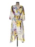 DKNY 100% Polyester Print Yellow Cocktail Dress Size M - photo 1