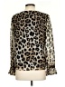 Banana Republic 100% Polyester Animal Print Brown Long Sleeve Blouse Size S - photo 2