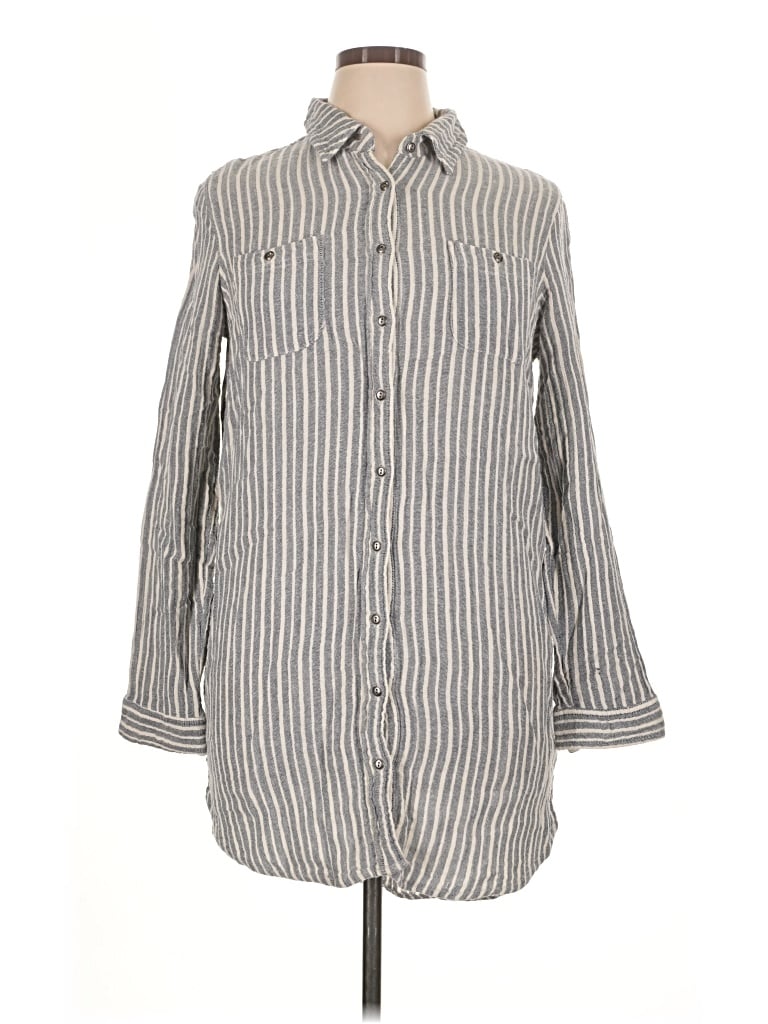 Pre-owned Vanilla Star Long Sleeve Button Down Shirt In Gray